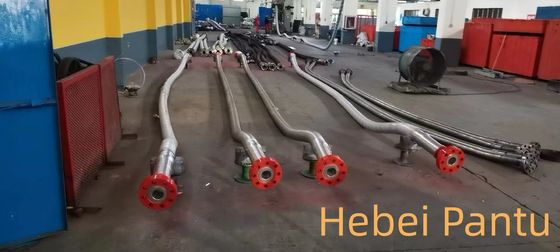 3 1/8” flanşlı, paslanmaz çelik koruyucu esnek kapaklı kısma hattı için 5.000 psi Coflexip hortum